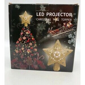 Christmas Tree Topper Star Projector Snowflake 3D Rotating Glitter LED Decor US